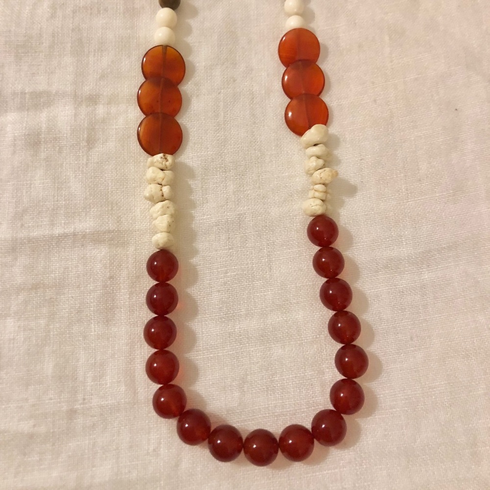 Red Jade Bead Necklace - Picture 2 of 4